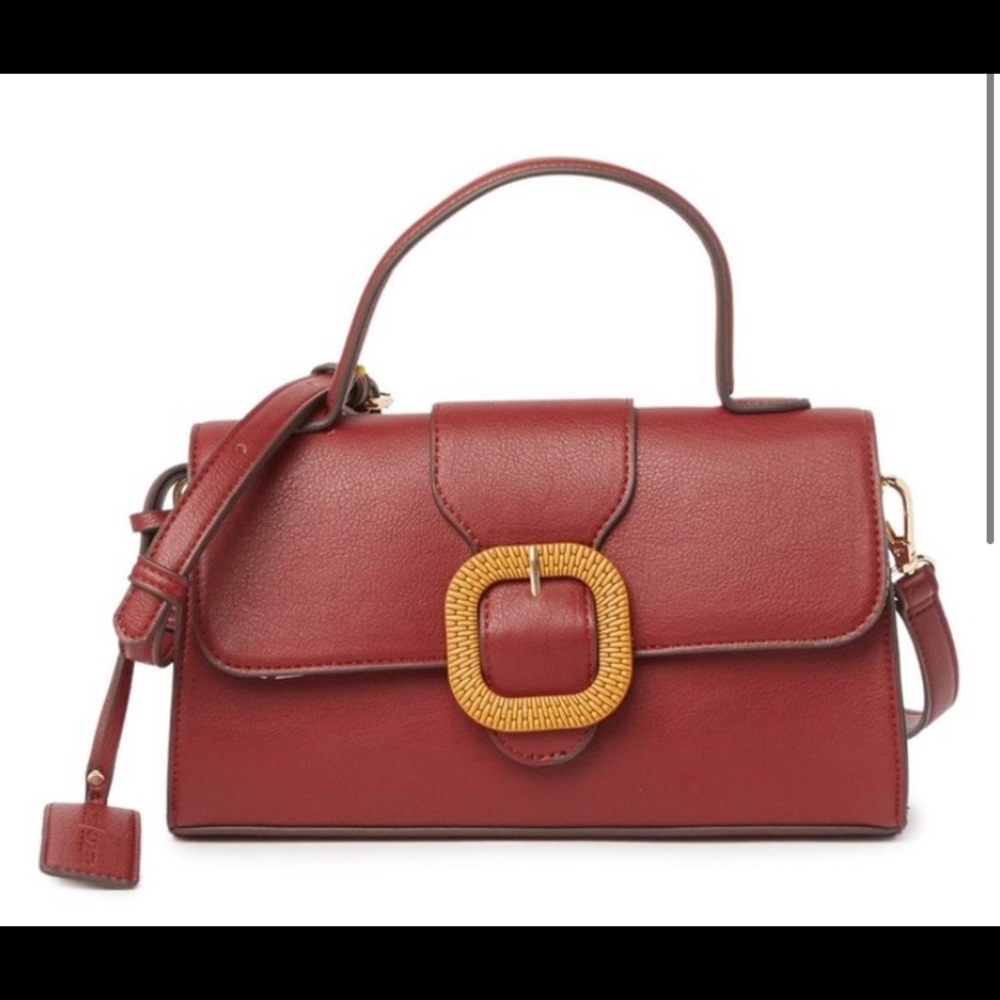 ⬇️ PRICE ⬇️ SOLE SOCIETY -  Lumi Buckle Flap Faux Leather Crossbody Bag - Berry